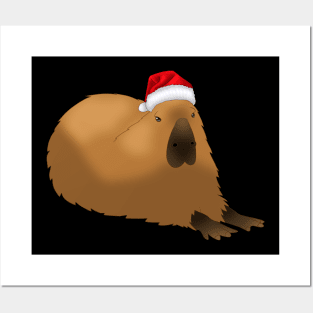 Capybara In A Santa Hat Posters and Art